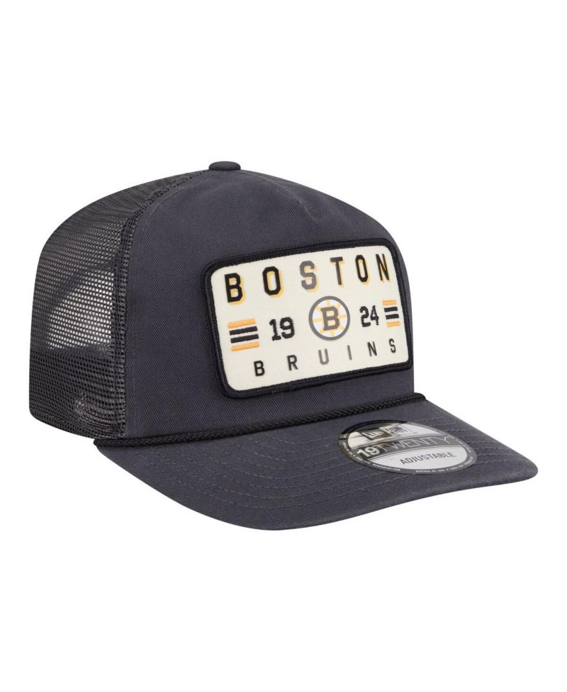 Men's Charcoal Boston Bruins Washed Patch 19TWENTY Trucker Adjustable Hat