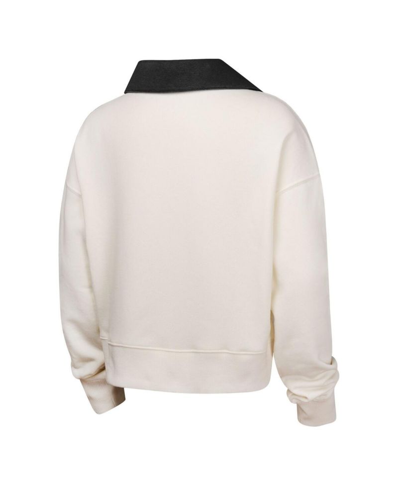 Big Girls White San Francisco Giants Ballpark Hit Collared V-Neck Pullover Sweatshirt