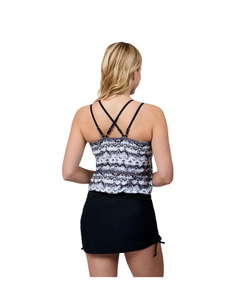 Women's Double Strap Cut Out Blouson Tankini Top