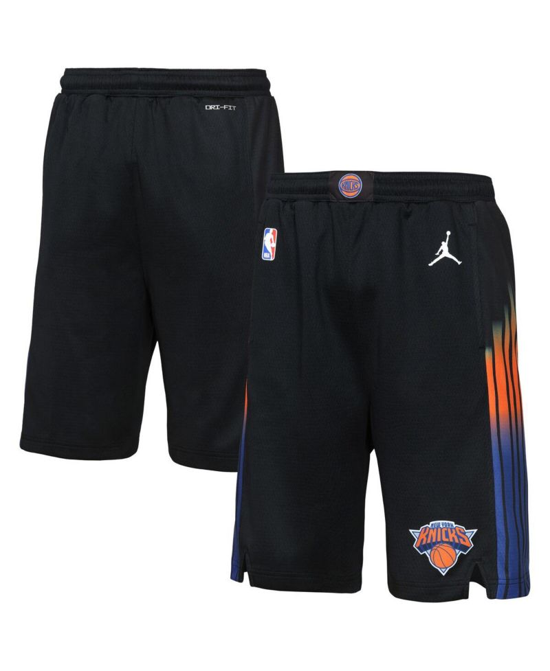 Big Boys and Girls Black New York Knicks Authentic Statement Edition Swingman Shorts