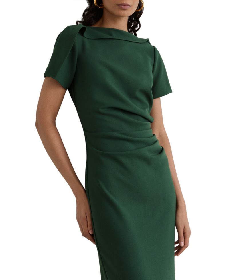 Women's Hilary Short-Sleeve Ruched Boat-Neck Midi Dress
