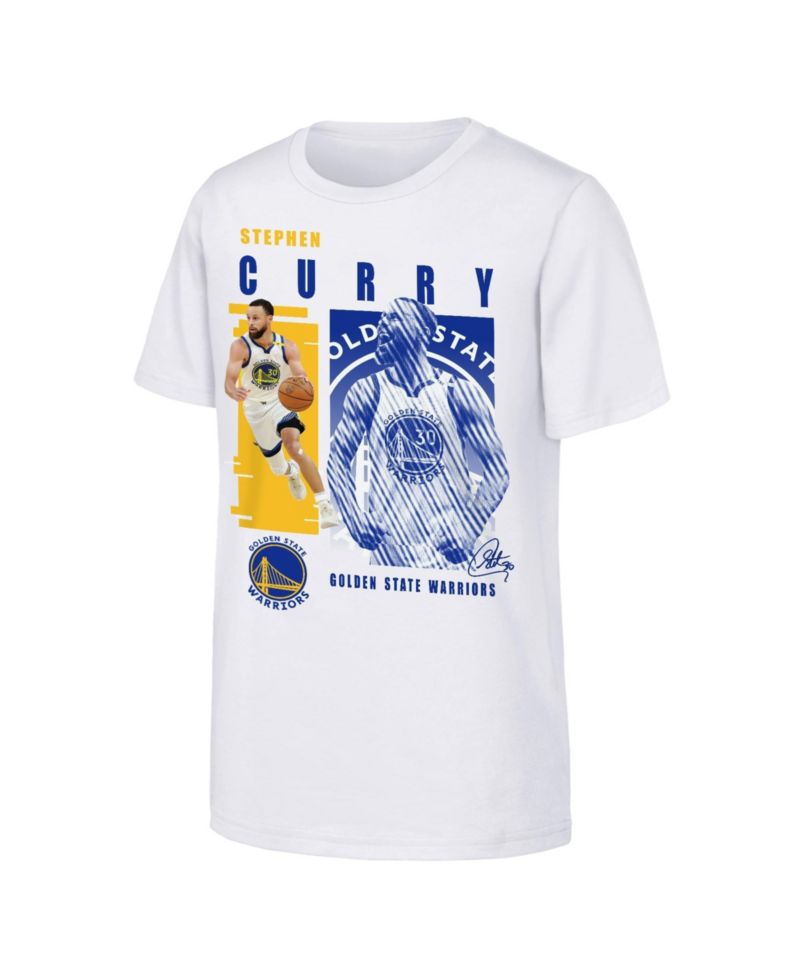 Big Boys and Girls Stephen Curry White Golden State Warriors Highlights T-Shirt