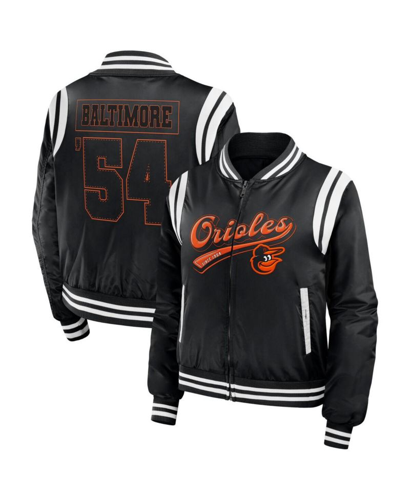 Women's Black Baltimore Orioles Football Bomber Jacket