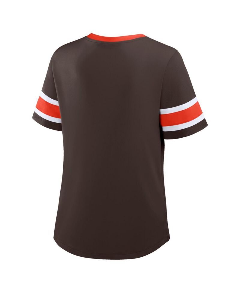 Women's Brown Cleveland Browns Redzone Draw Play Athena Lace-Up T-Shirt
