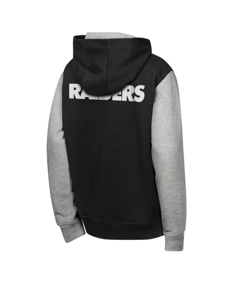 Big Boys and Girls Black Las Vegas Raiders Stadium Color block Full-Zip Hoodie