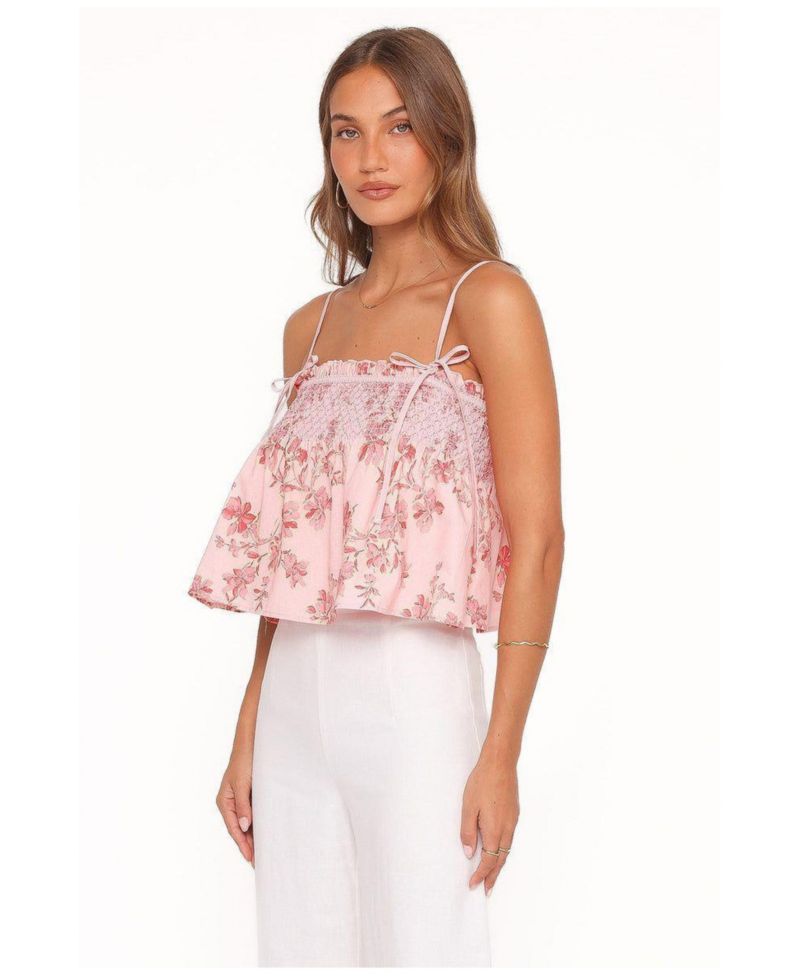 Women's Cosima Square-Neck Floral Crop Cotton Top