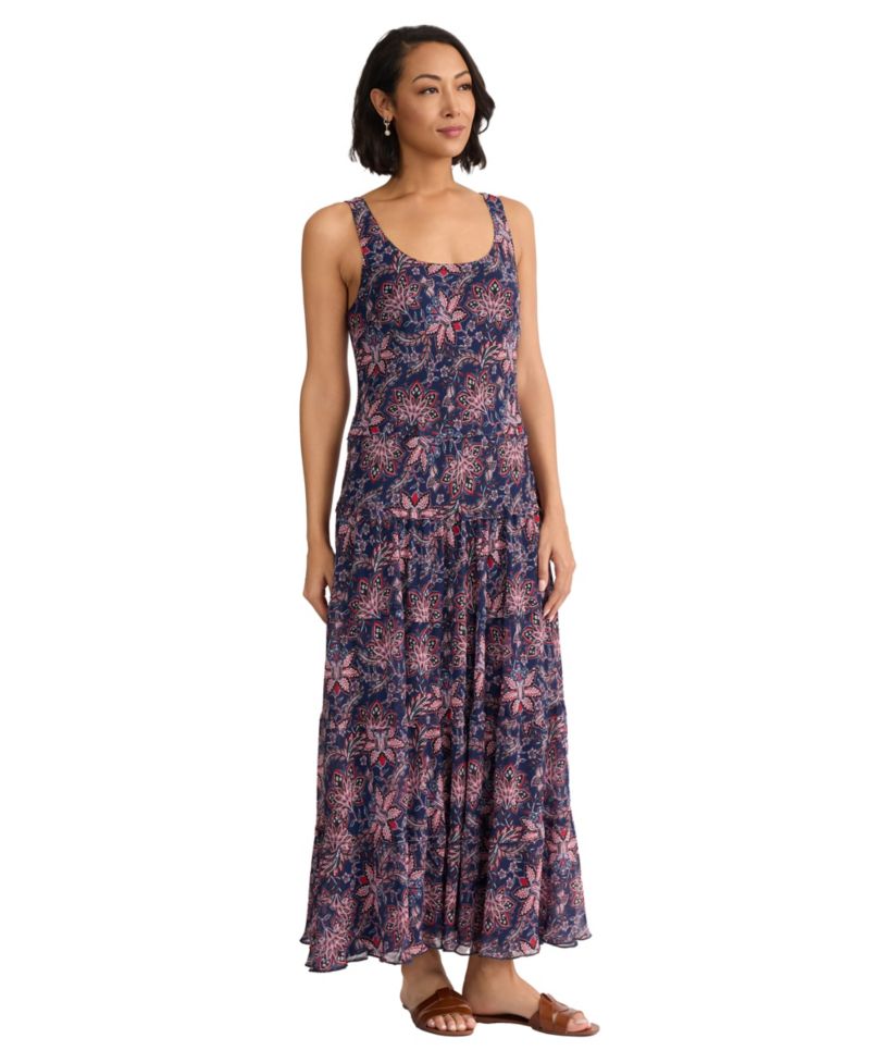 Petite Sleeveless Printed Tiered Maxi Dress