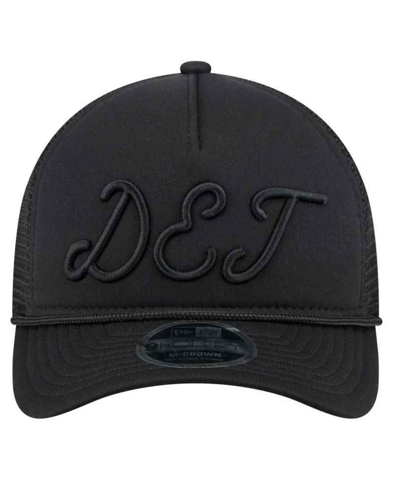 Men's Black Detroit Tigers City Initial 9FORTY A-Frame M-Crown Adjustable Trucker Hat