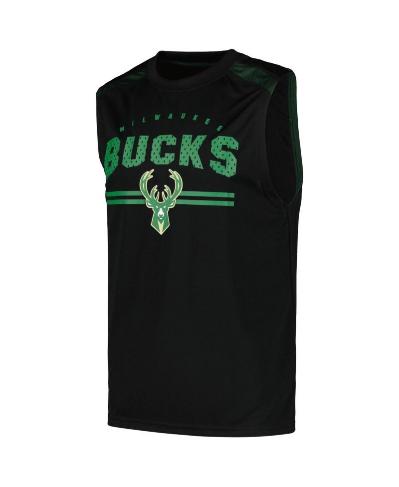Men's Black Milwaukee Bucks Birdseye Muscle Tank Top
