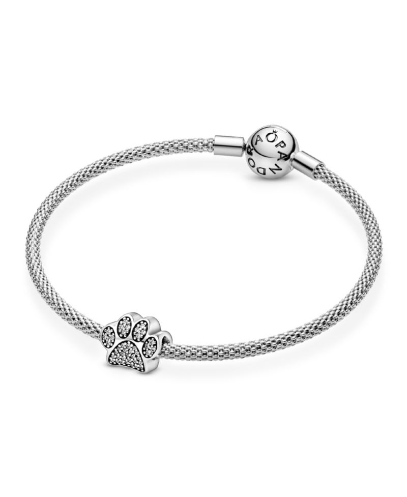 Cubic Zirconia Sparkling Paw Print Charm