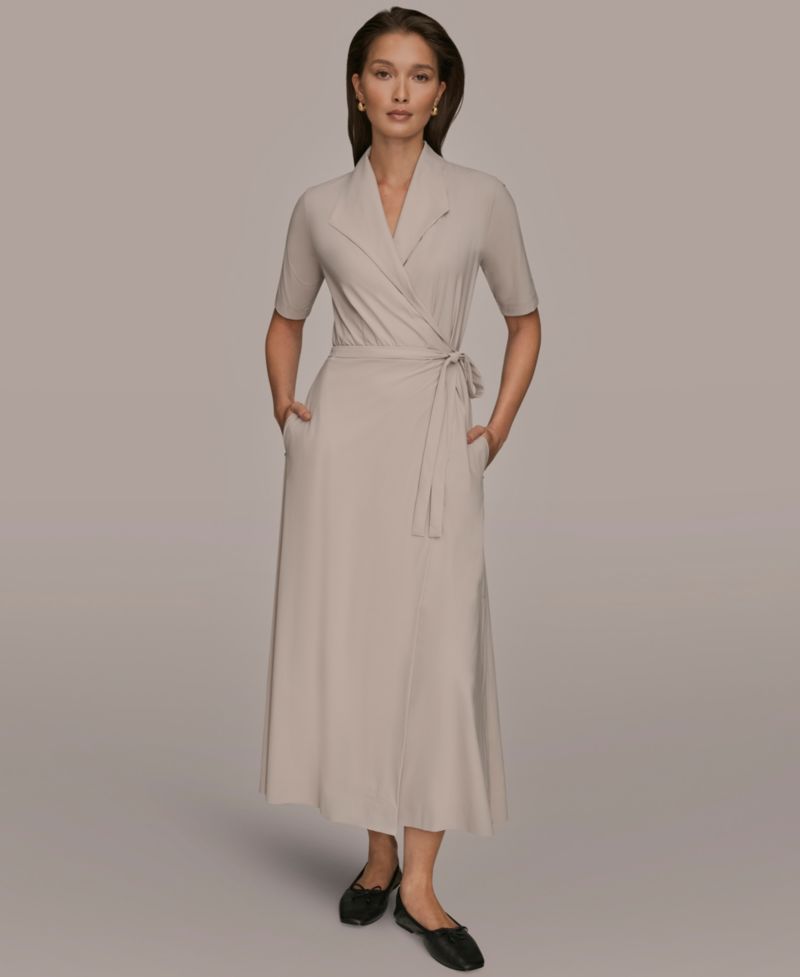 Women's 4-way Stretch Knit Elbow-Sleeve Collared Polo Dress