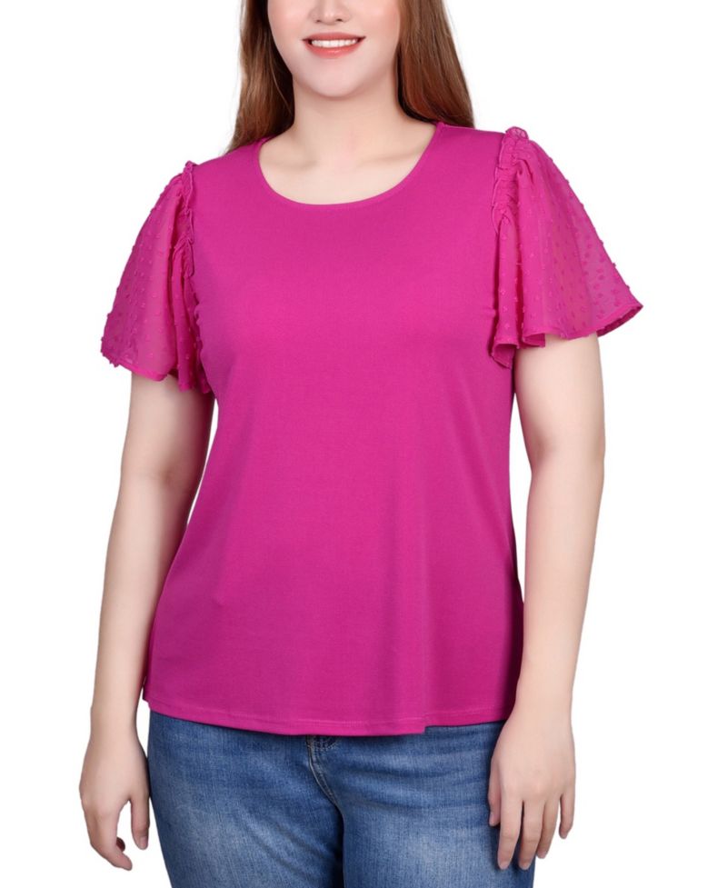 Clip Dot Flutter Sleeve Top