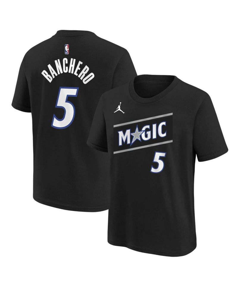 Big Boys and Girls Paolo Banchero Black Orlando Magic Name & Number T-Shirt - Statement Edition