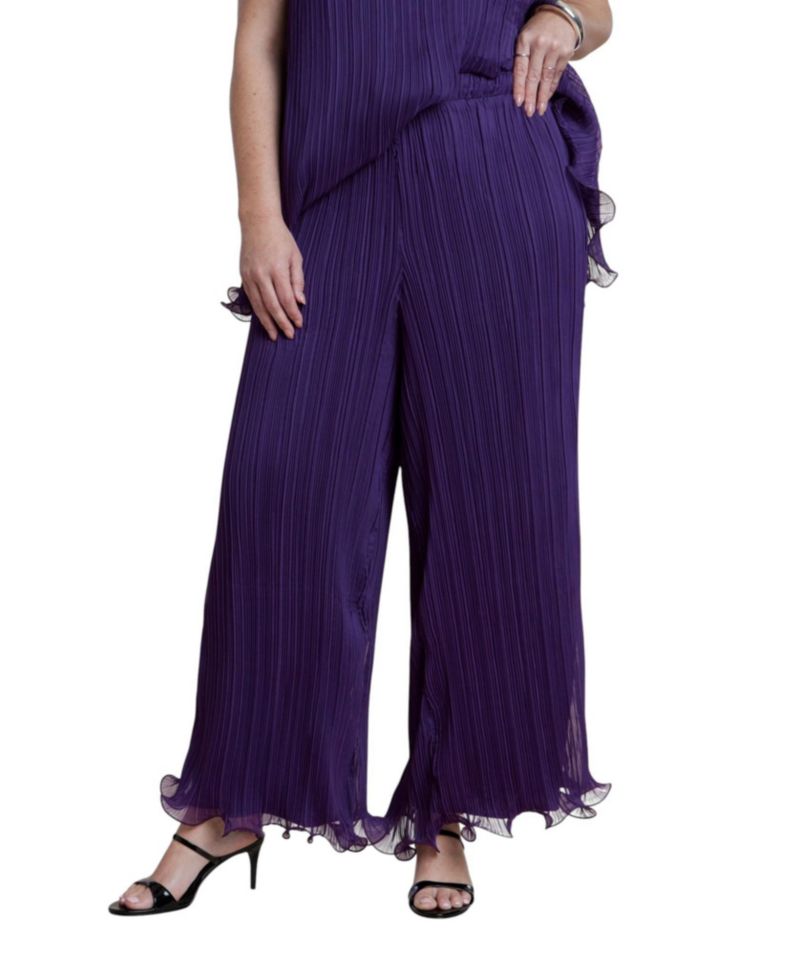 Plus Size High-Rise Wide-Leg Plisse Pant