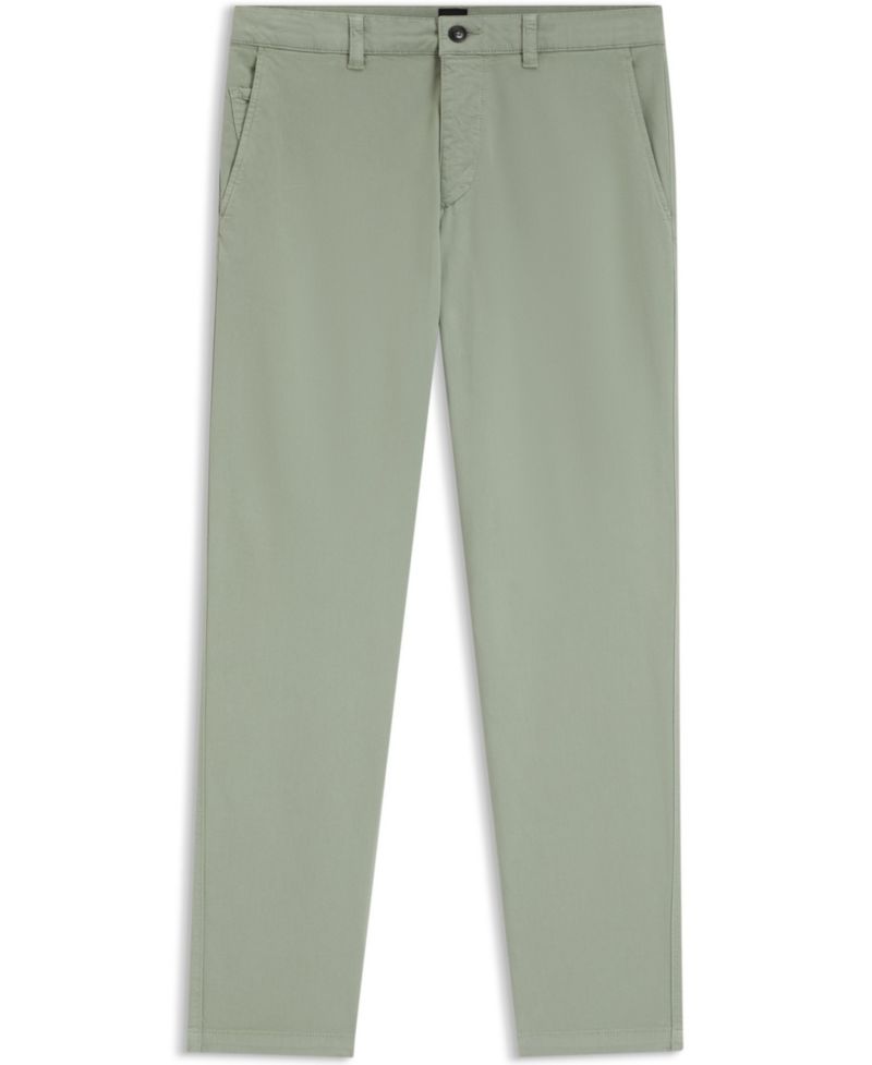 Men's Structured Cotton Blend Tapered-Fit Chinos