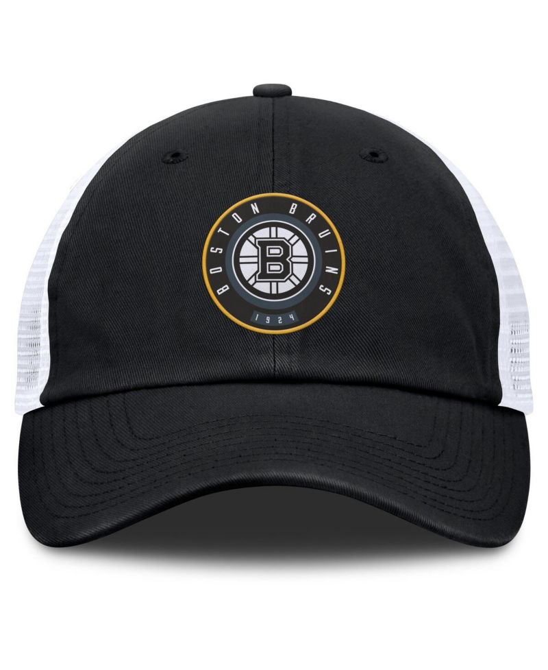 Men's Black/White Boston Bruins Averie Trucker Adjustable Hat