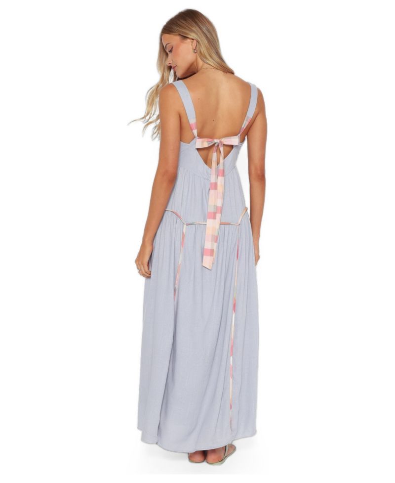 Women's Kyla A-Line Sleeveless Contrast Print Trim Maxi Dress