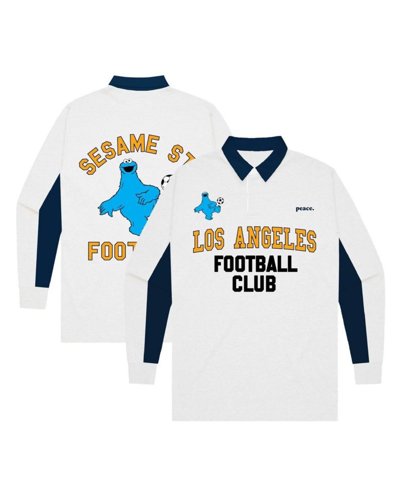 Big Boys and Girls White LAFC Rugby Long Sleeve Polo Shirt