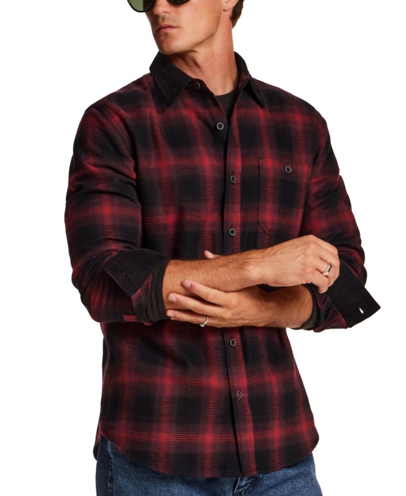 Men's Waffle Flannel Corduroy Collar Shirt