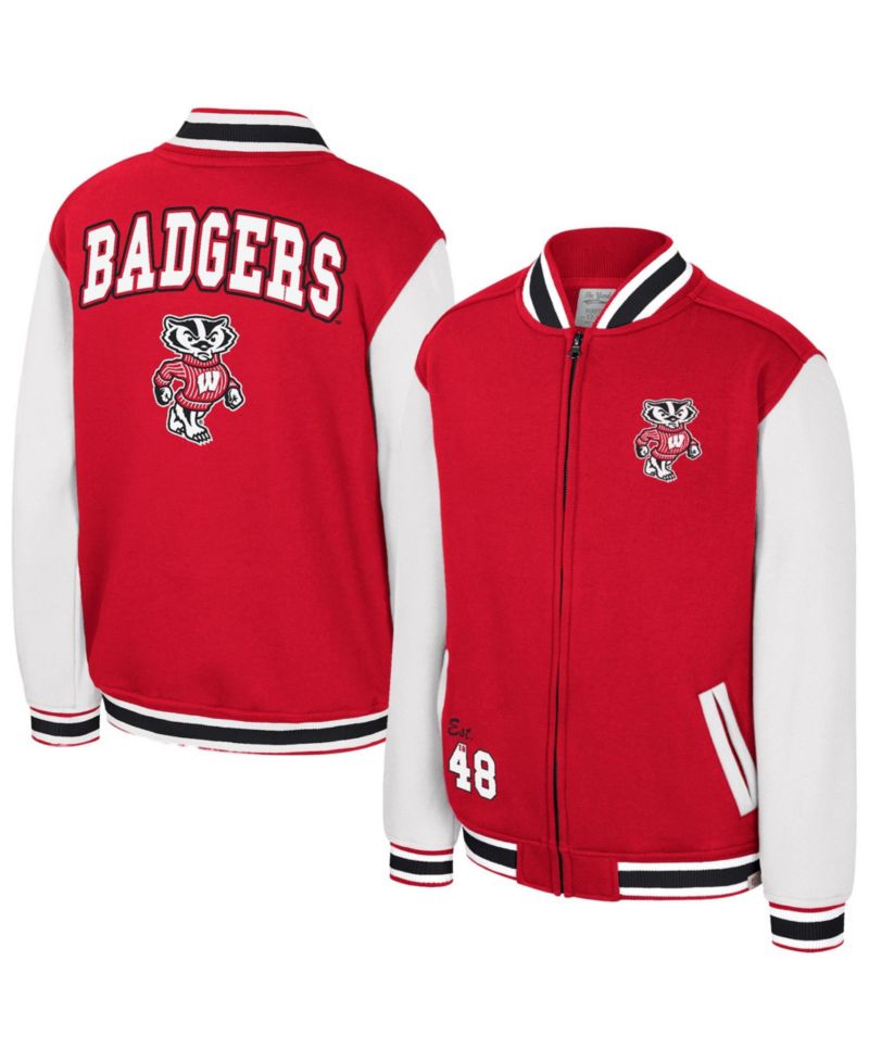 Big Boys and Girls Red Wisconsin Badgers Grand Tour Full-zip Bomber Jacket
