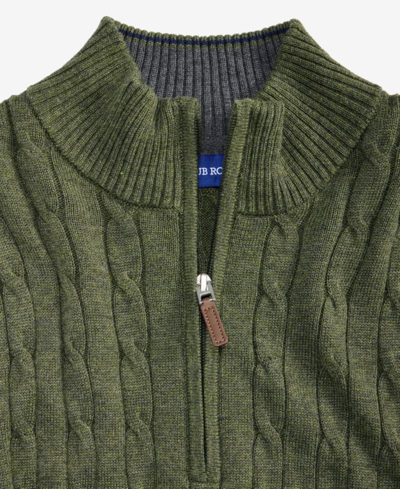 Men's Cable Knit Quarter-Zip Sweater