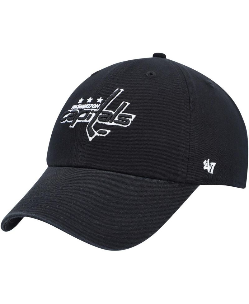Men's Black Washington Capitals Clean Up Adjustable Hat