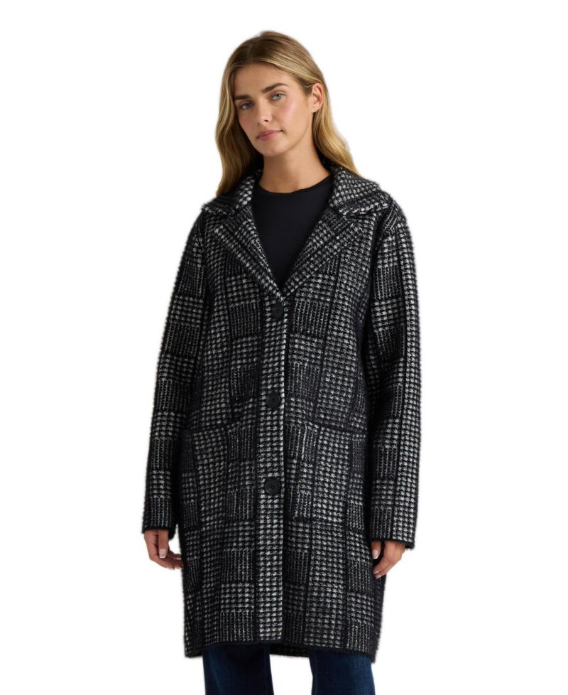 Women's Patterned Notch-Collar Coatigan