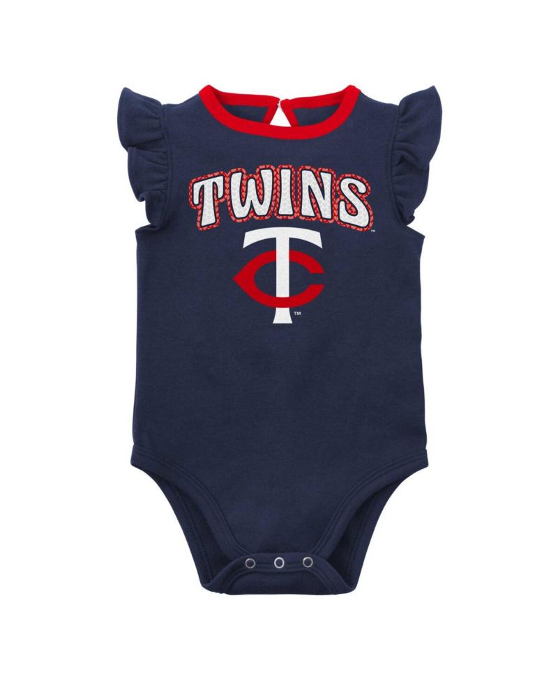 Infant Boys and Girls Navy and Heather Gray Minnesota Twins Little Fan Two-Pack Bodysuit Set