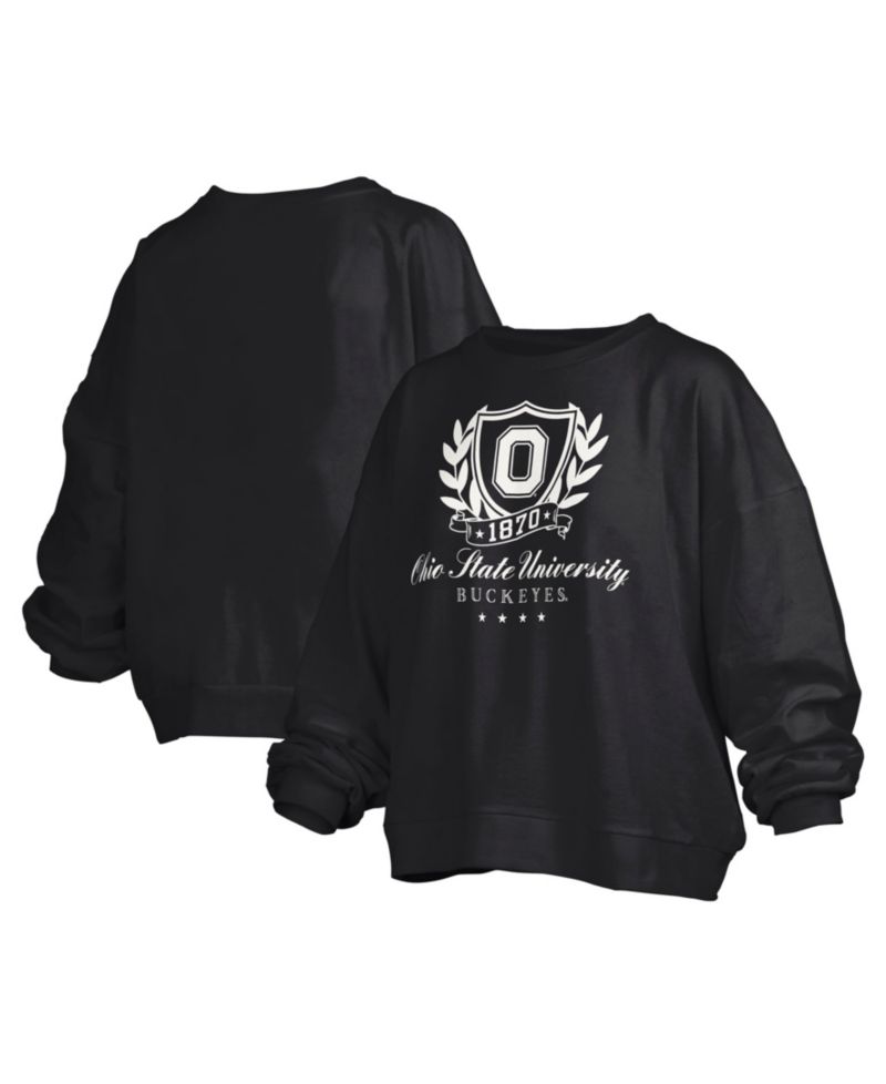 Women's Ohio State Buckeyes Big Aug Script Janice Oversized Cropped-Hem Pullover Sweatshirt