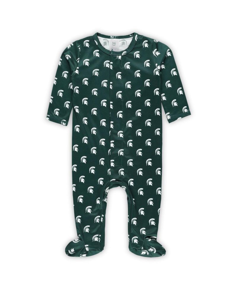 Baby Boys and Girls Green Michigan State Spartans Magnetic Closure Sleeper