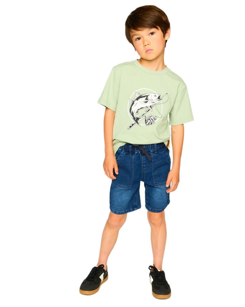 Baby Boy French Terry Navy Blue Denim Shorts