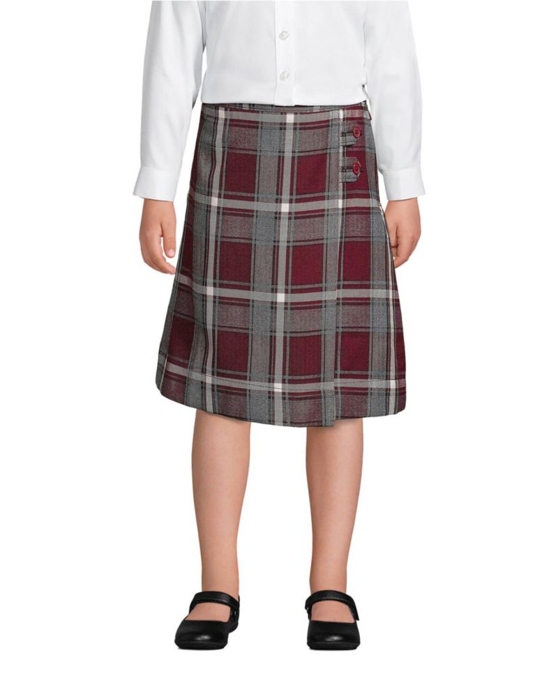 Child School Uniform Girls Plus Plaid A-line Skirt Below the Knee