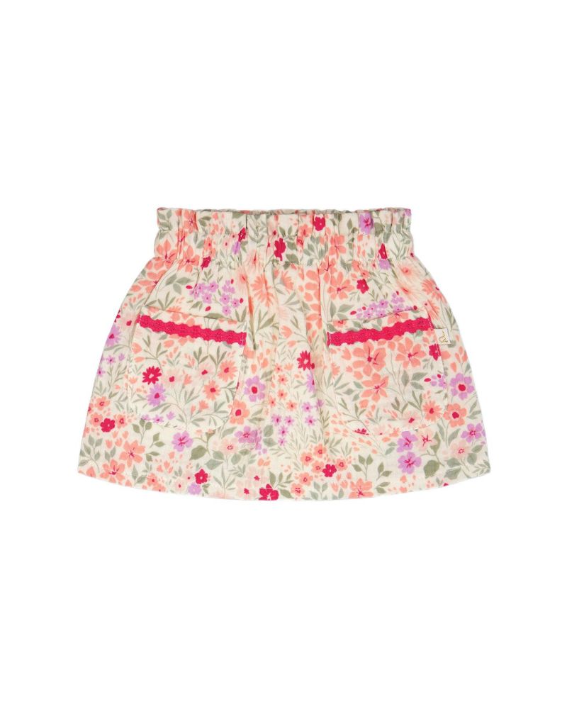 Baby Girls Muslin Skort Off White Printed Flowers