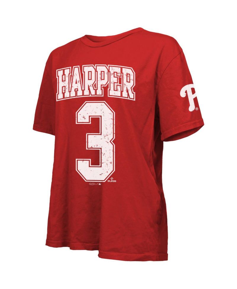 Women's Bryce Harper Red Philadelphia Phillies Oversized Name & Number T-Shirt