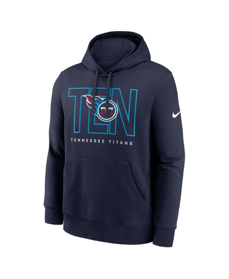 Men's Navy Tennessee Titans Busted Play Club Fleece Pullover Hoodie