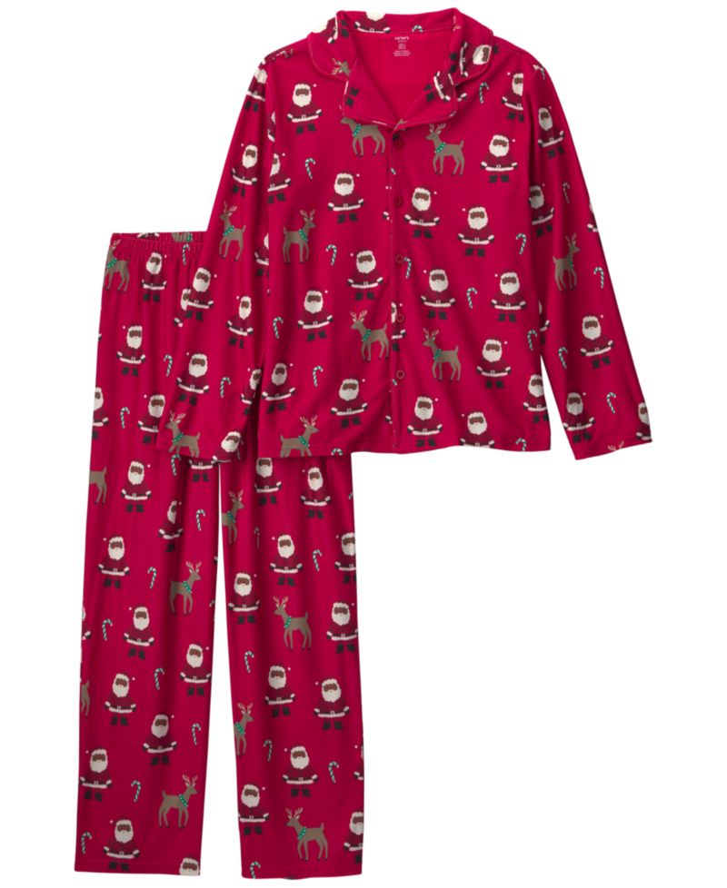 Adult Santa Christmas Fleece Loose-Fit Pajama, 2-Piece Set