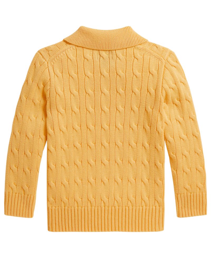 Boys' 2T-7 Cable-Knit Cotton Polo Sweater