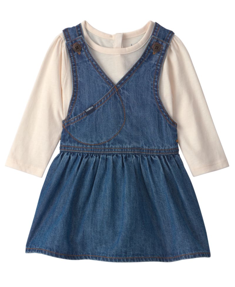 Baby Girls' Long-Sleeve Top and Denim Skirtall, 2-Piece Set