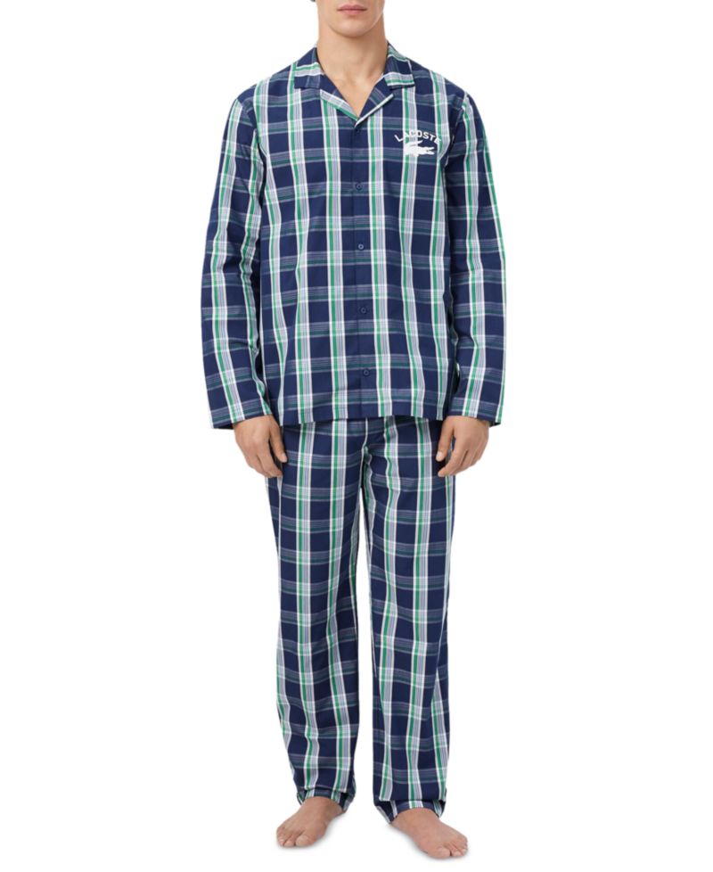 Men's Flannel V-Neck Pajama, 2-Piece Set