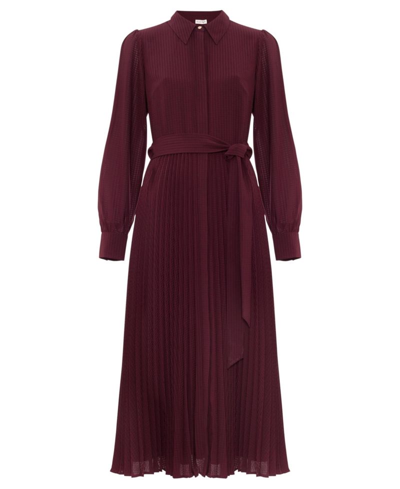 Women's Ren Pleated Long-Sleeve Midi Shirt Dress