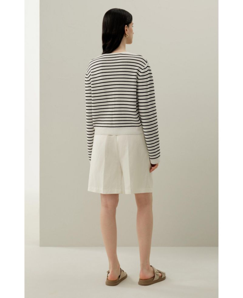 Women's Toscana Striped Pointelle Cardigan