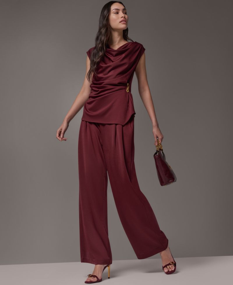 Women's Cowl Neck Draped Sleeveless Blouse