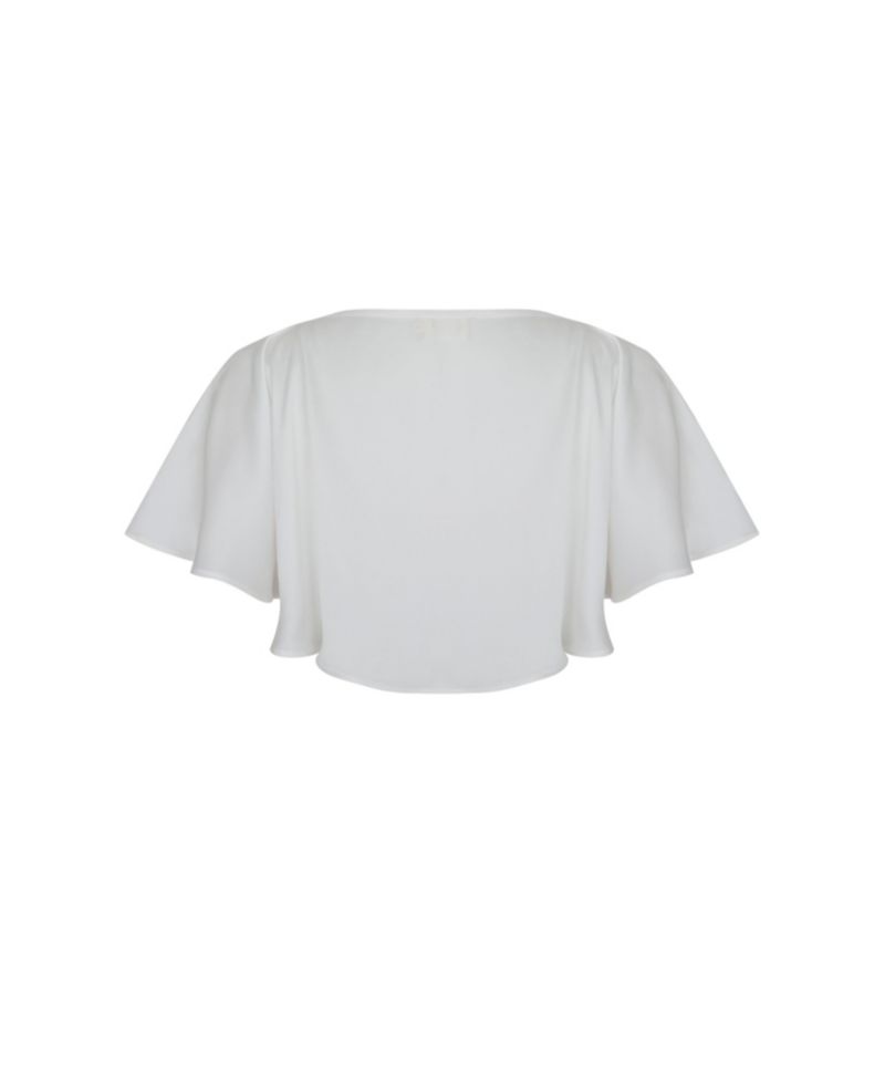 Women's Yarae Satin Boat Neck Short Sleeve Cape Top