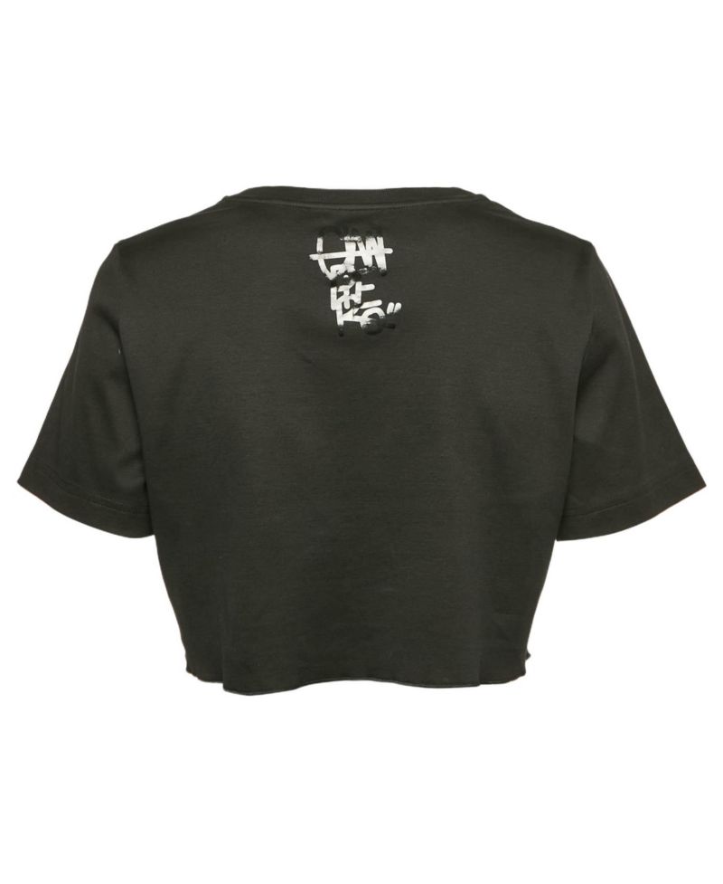 Women's Black Printed Cotton Crop Top