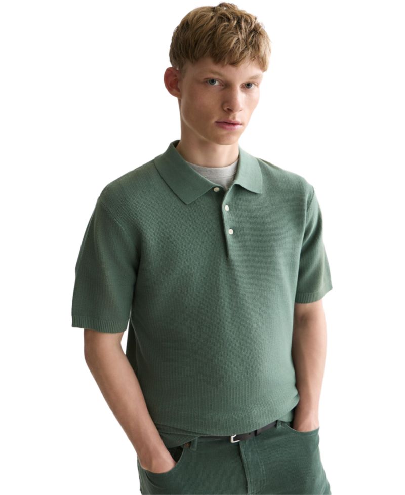 Men's Structured Regular-Fit Knitted Polo Shirt