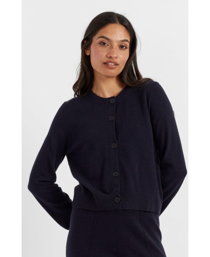 Women's Chinti and Parker Wool Cashmere Blend Crew Neck Cropped Cardigan