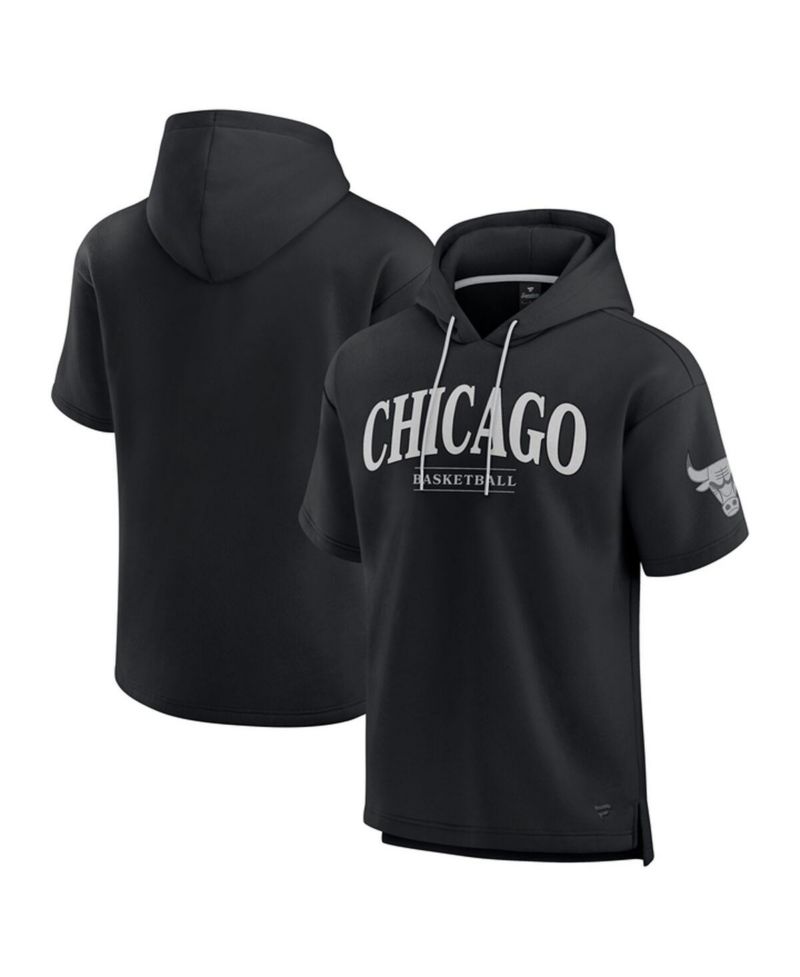 Men's Black Chicago Bulls Elements Ready Short Sleeve Pullover Hoodie
