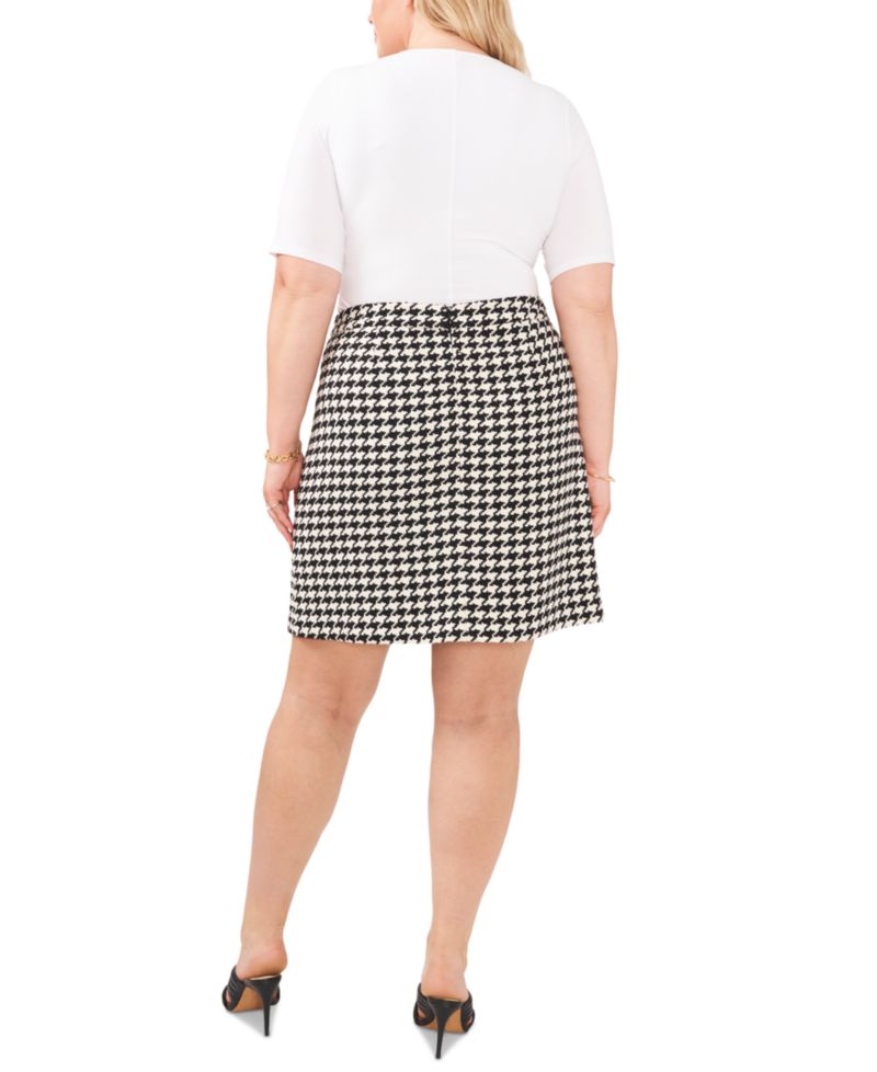 Plus Size Houndstooth Mini Skirt