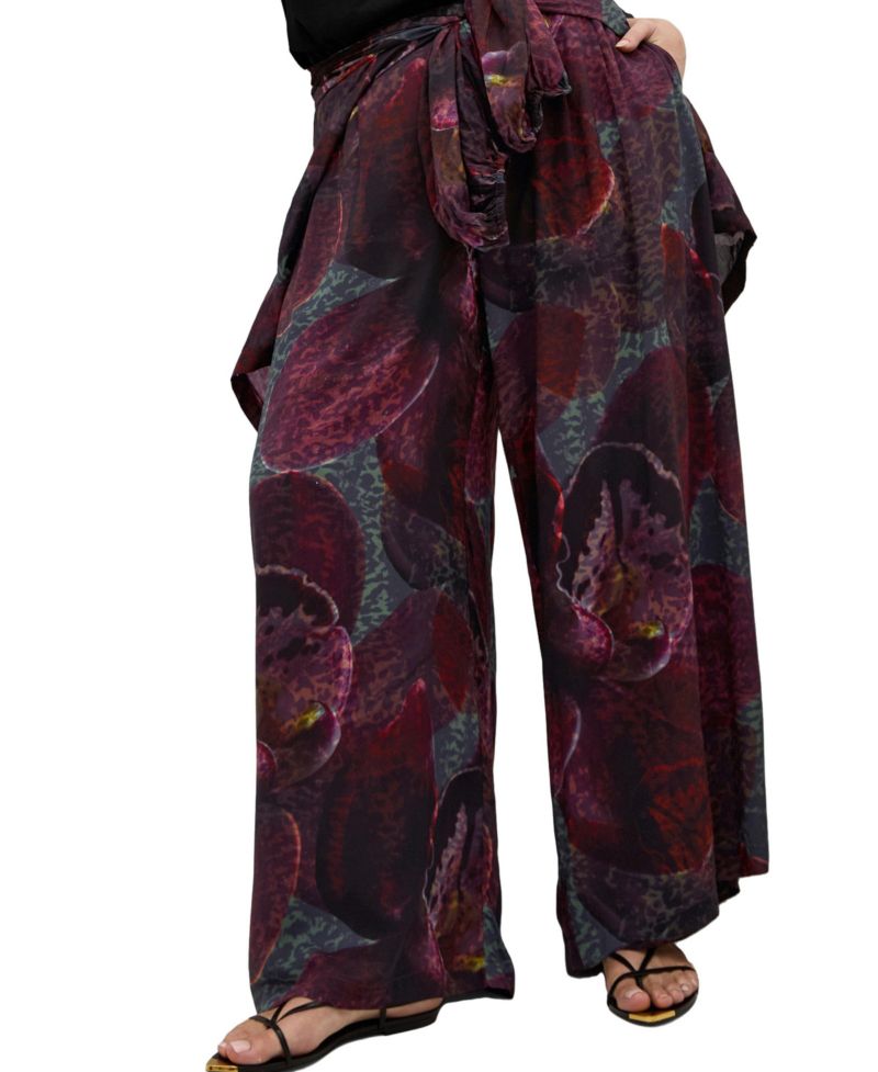Plus Size Piper Orchid Print Wide Leg Pant