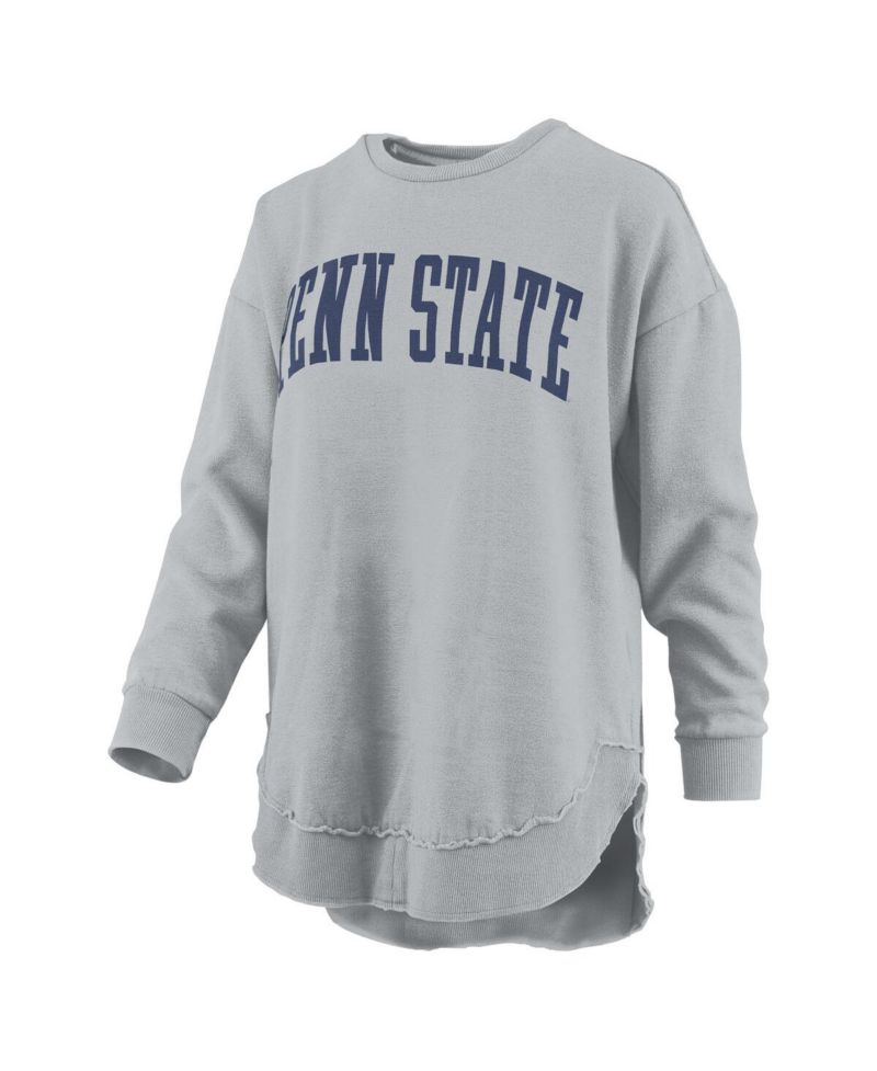 Women's Gray Penn State Nittany Lions M&eacute;lange Poncho Vintage Fleece Long Sleeve Pullover Sweatshirt